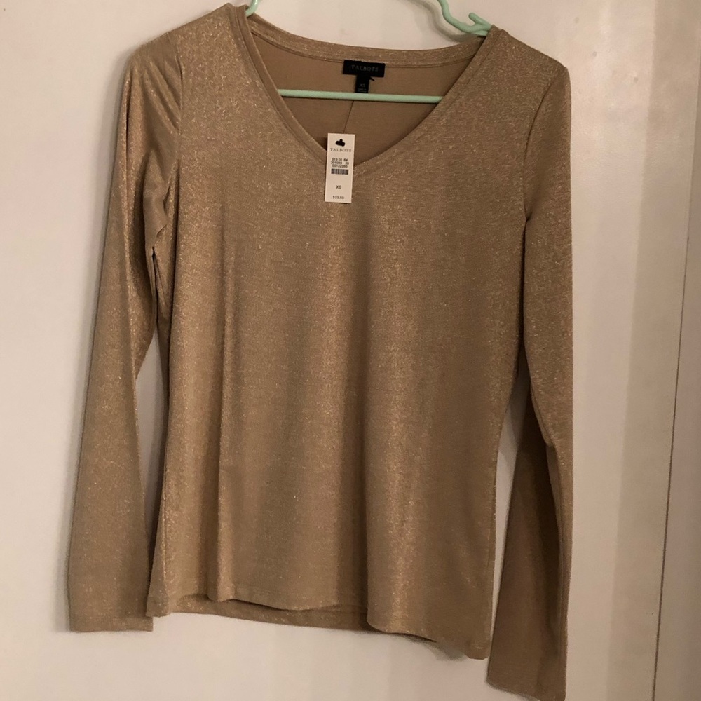 Talbots gold long sleeve top XS